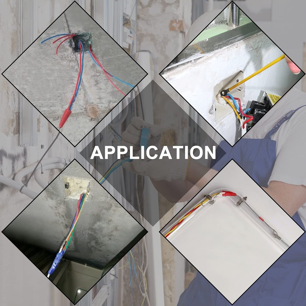 11' Fiberglass Running Electrical Wire Cable Pulling Fish Tape Kit with 5 Differ