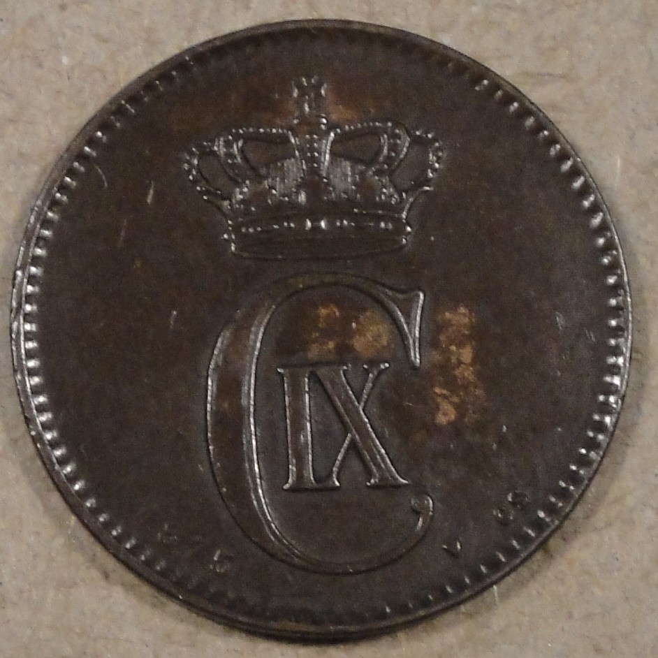 Denmark 1875 2 Ore Better Circulated Grade Coin