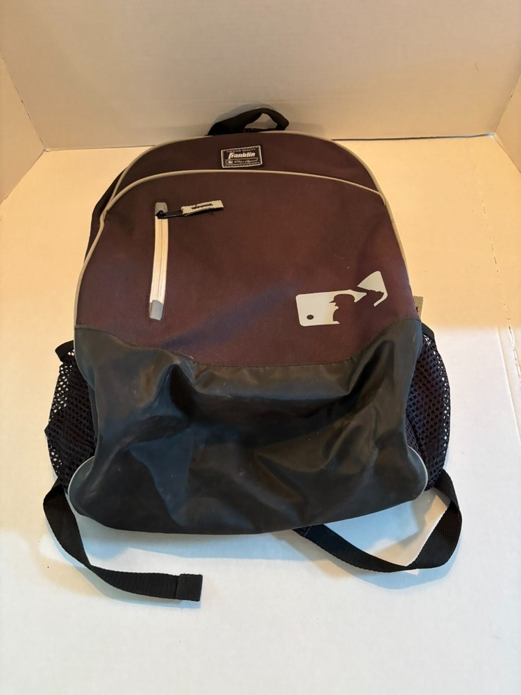 Franklin Brand Black Bat Pack Baseball Backpack with 3 Pockets Mesh Top