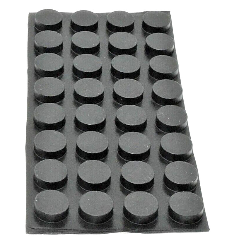 3/16" Thick x 7/16" Wide Round Stick on Rubber Feet Adhesive Bumpers Sheet of 32