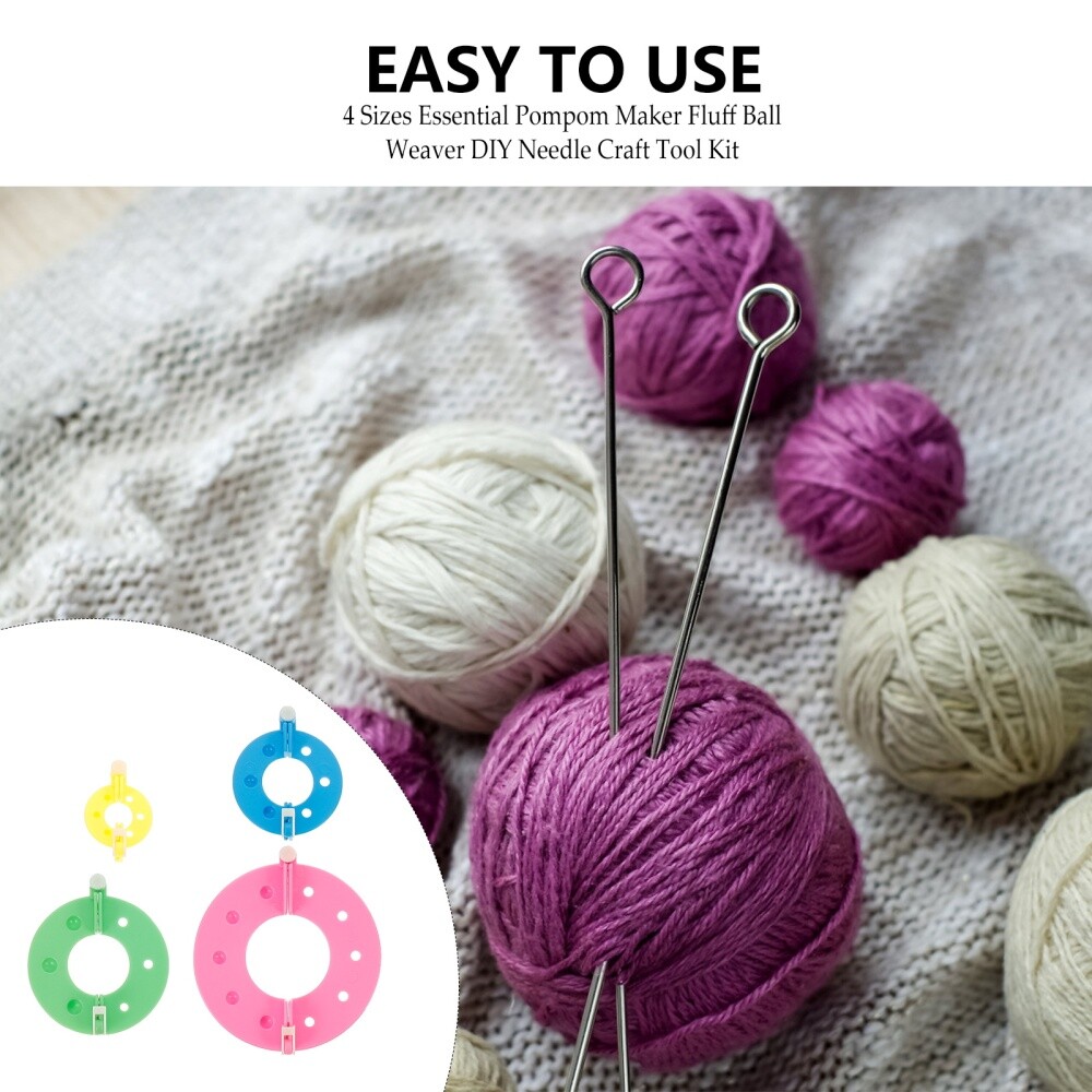 8PCS 4 Sizes Essential Pompom Maker Fluff Ball Weaver DIY Needle Craft Tool Kit