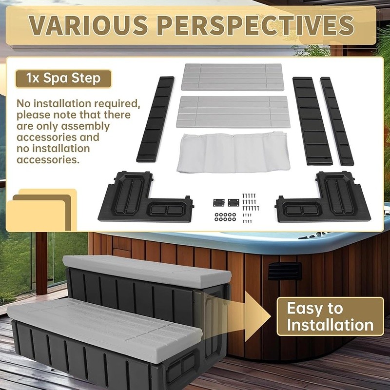 Universal Spa Step Non Slip Plastic Storage Easy Assembly Versatile Use