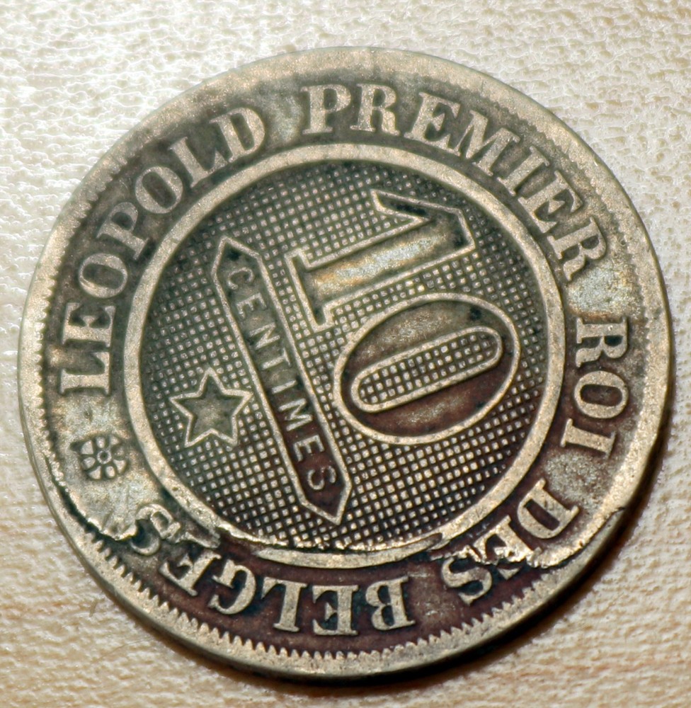 1861 Belgium 10 Centimes Leopold I Lamination Error