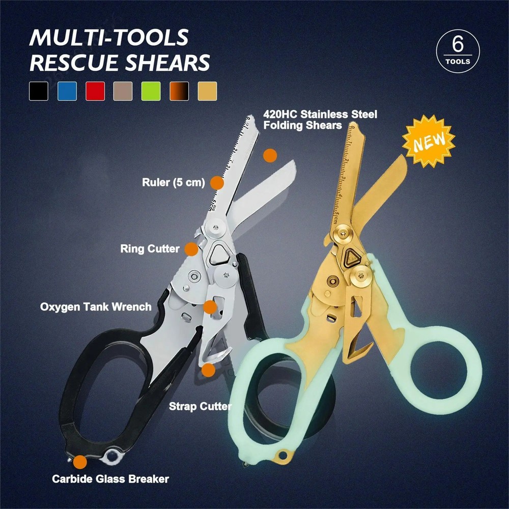 Multifunction Portable Emergency Shears Tactical Folding Scissors for Outdoor