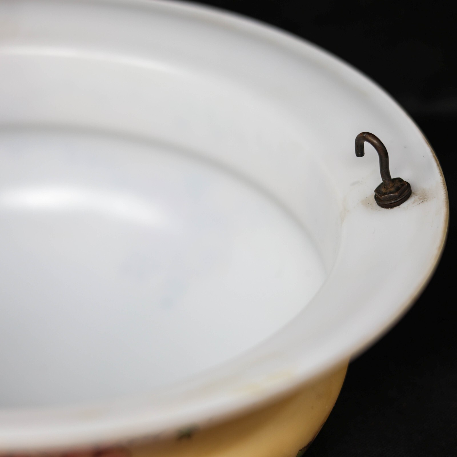 Vintage Large Hanging 3-Chain Glass Light Shade Lamp Part 14.25" Diam x 5" Roses