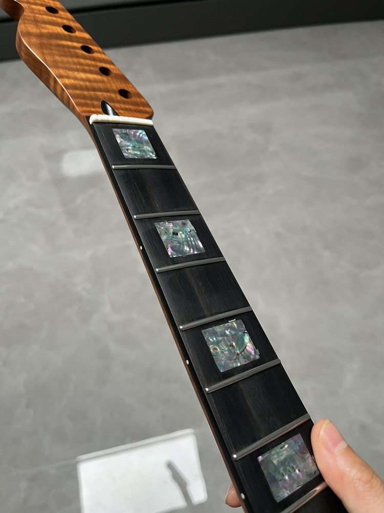 AAAAA Ebony Reverse Abalone shells 22Frets Roasting flame Maple Electric guitar