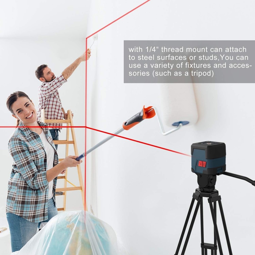 Precision Red Laser Level Tool with Carrying Case & Self-Leveling Function