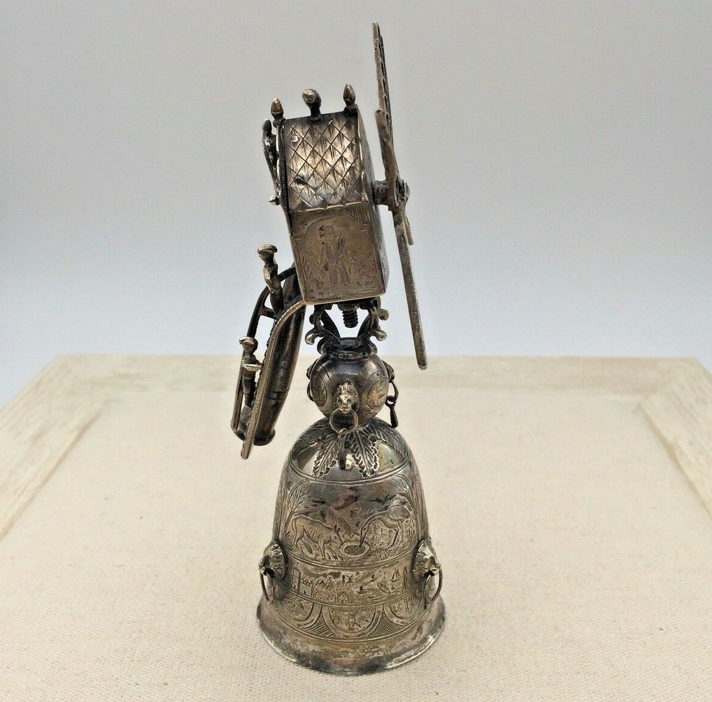Antique DUTCH ~ SILVER BELL / CUP ~ Miniature Windmill