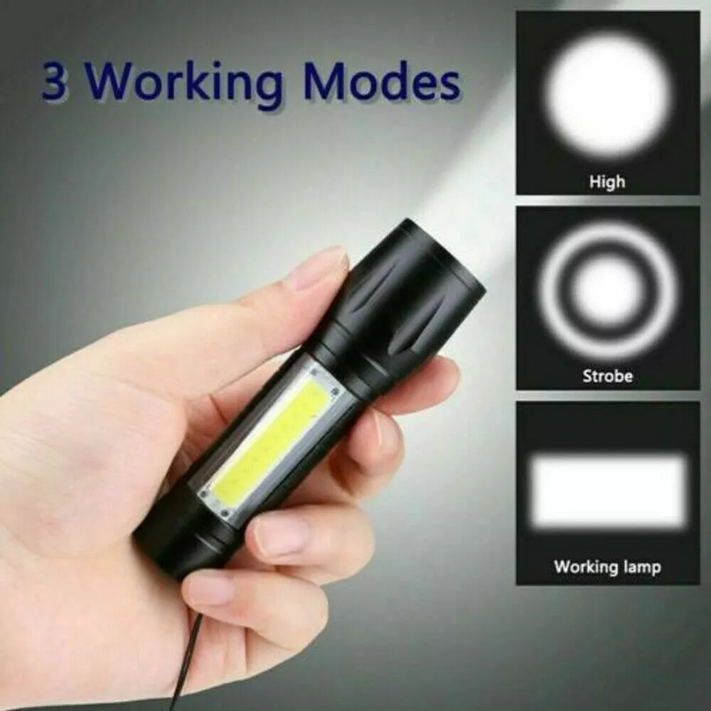2PCS Tactical Flashlight Small LED Torch Light Mini Super Bright Penlight USB