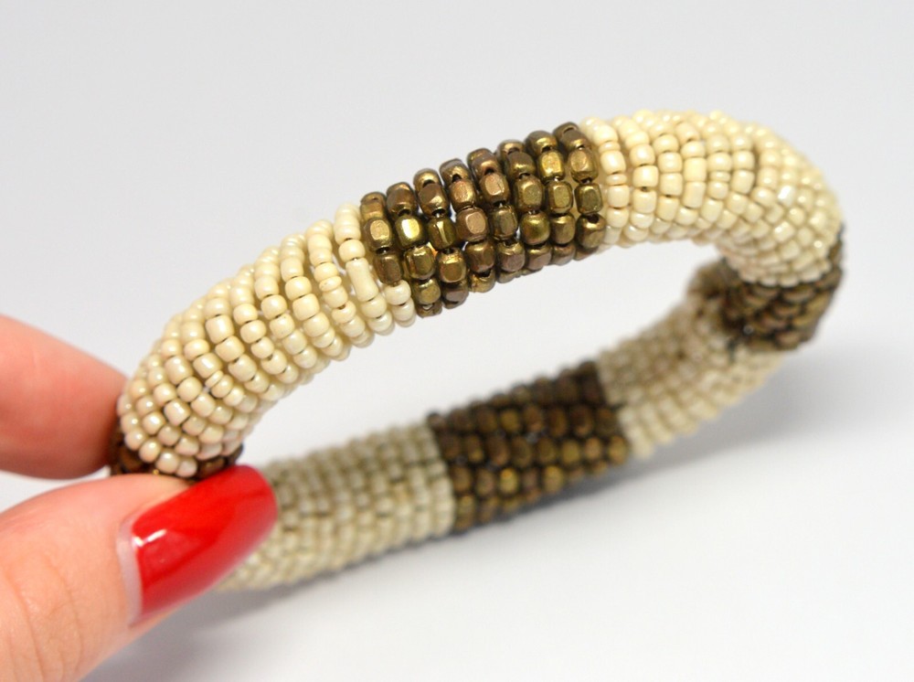VINTAGE BEADED ELASTIC SPIRAL BRACELET