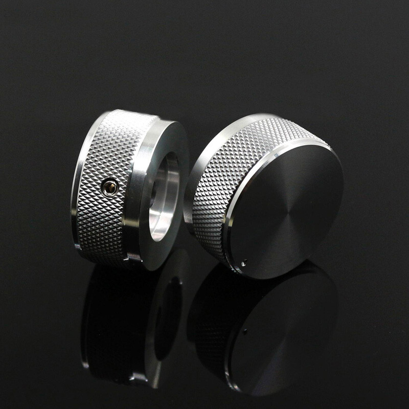 1PCS 35*16 Knurled Gloss Silver Aluminum Amplifier Volume Potentiometer Knobs