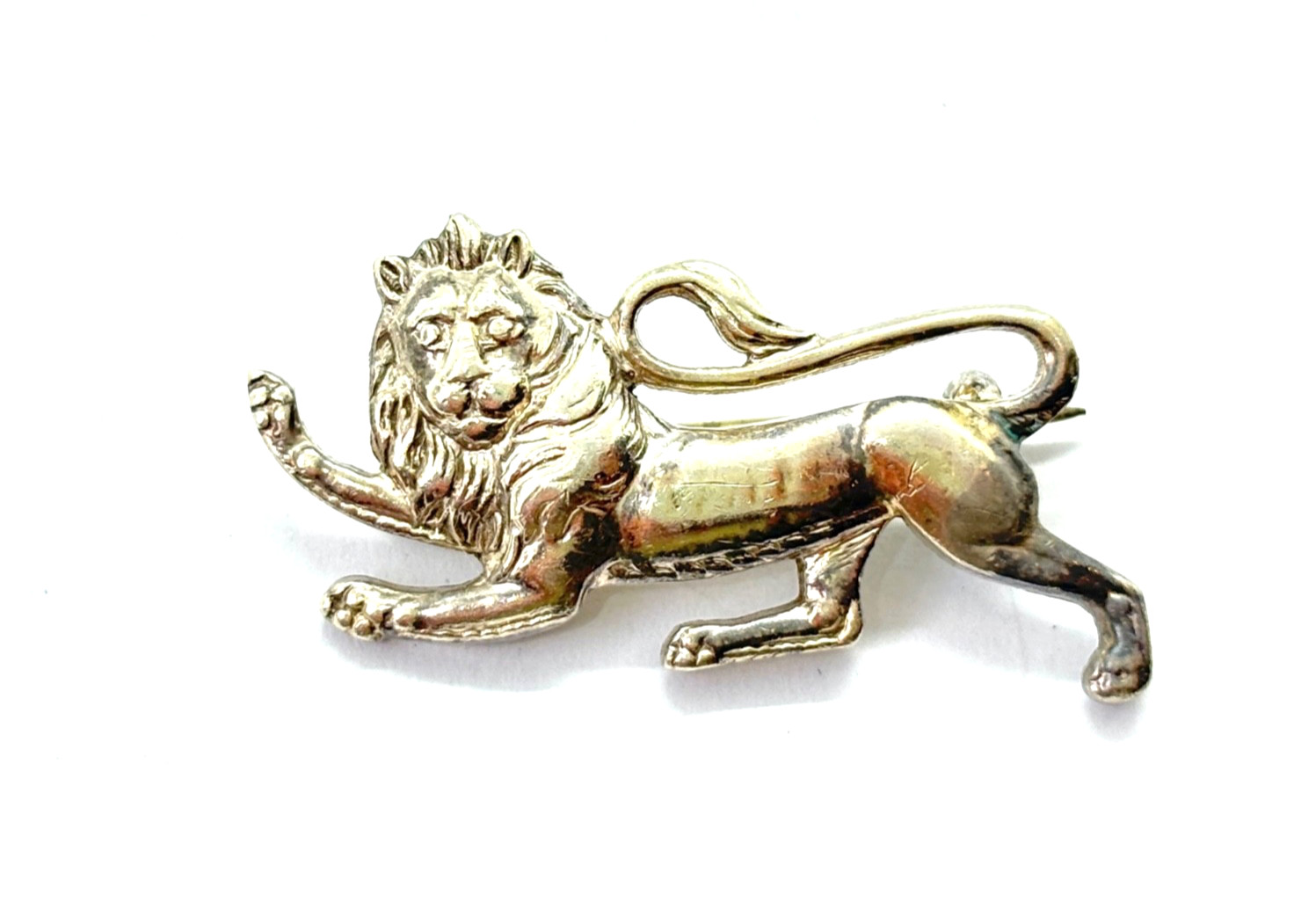 Small Antique  FIRMIN  Silver Rampant Lion Brooch