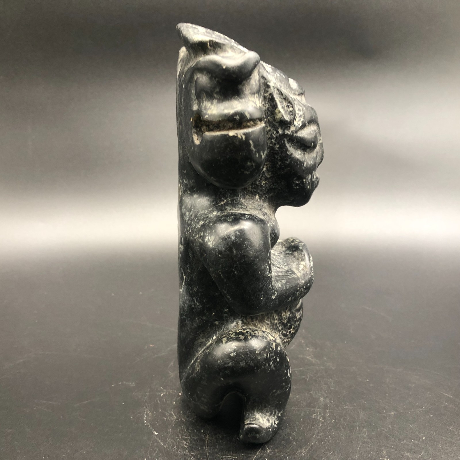 Old HongShan Culture Meteorite Jade Hand-Carved Sun God Helios Statue