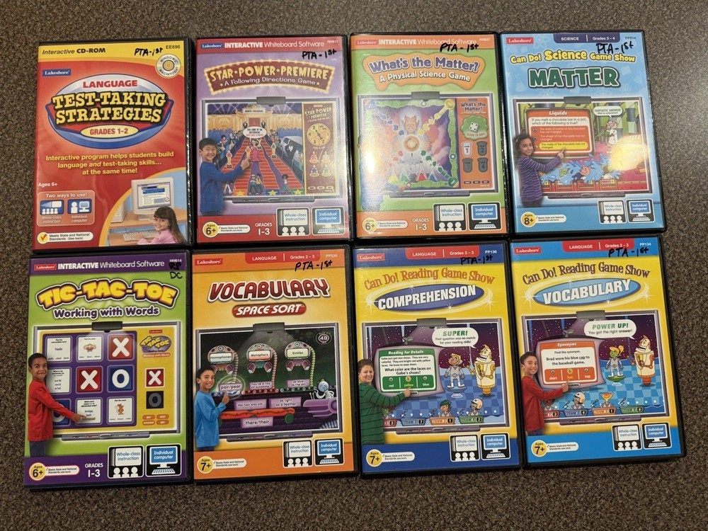 Lot 8 Lakeshore Interactive Educational Games Lot PC/Mac CD Rom Elementary
