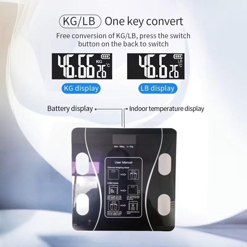 Smart Digital Weight Scale LED Display Body Composition Multi User