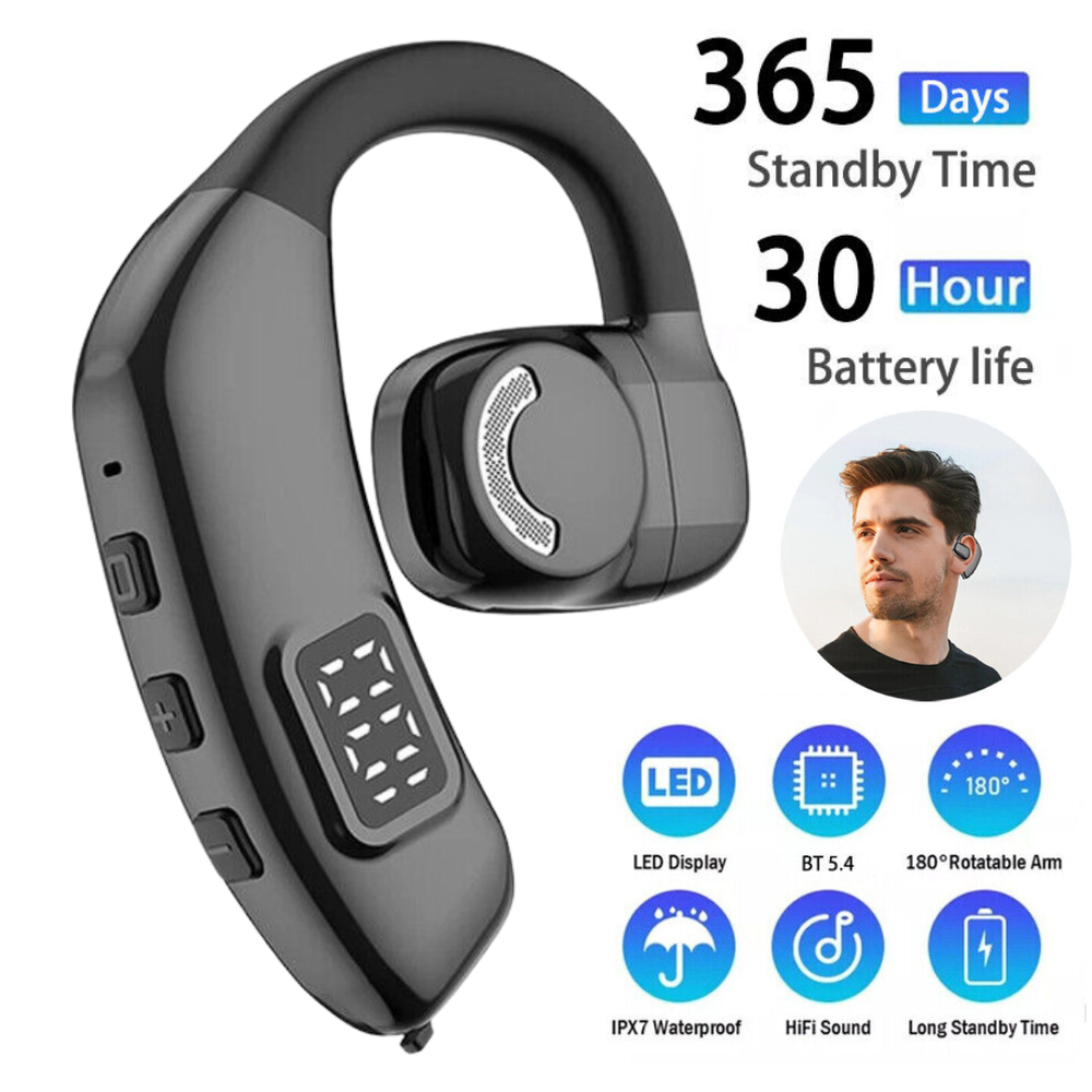 Bluetooth 5.3 Wireless Earpiece Headset Driving Trucker Earbuds Noise Cancelling