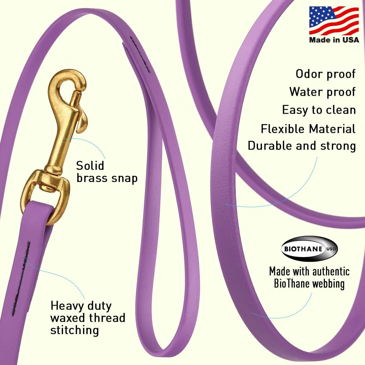 Viper Biothane Working Tracking Lead Leash Long for Dogs 5 Colors and 16 Sizes