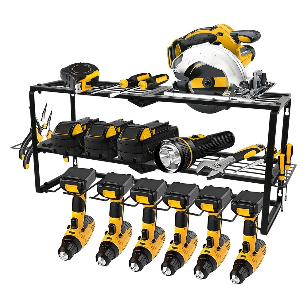 Power Tool Organizer Wall Mounted Power Tool Rack for Cordless 7 Drill Storage