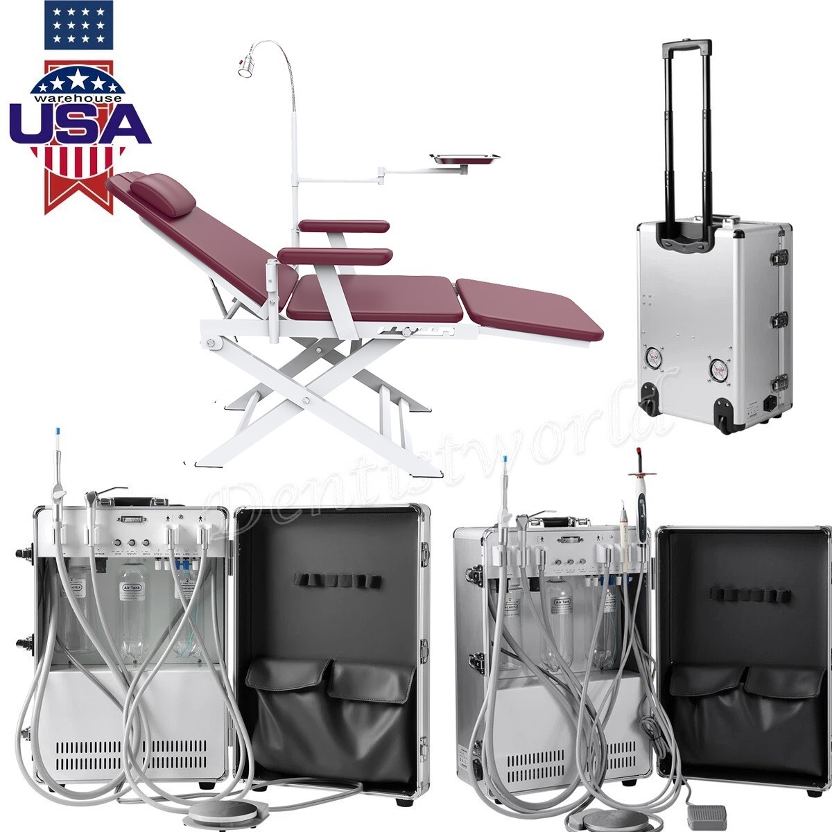 Mobile Portable Dental Delivery Unit Air Compressor High Suction 4 Hole /Chair