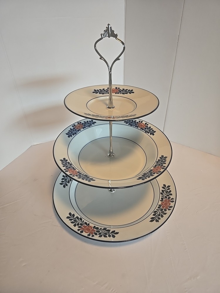 Three‑Tier Serving Stand, Dansk "Cafe Lou Pattern. Hand Made. Can Be Disassemble