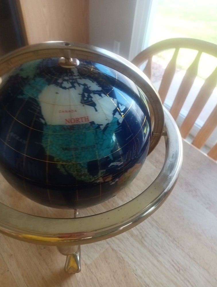Tabletop World Globe Gemstone Stand, Compass Vintage