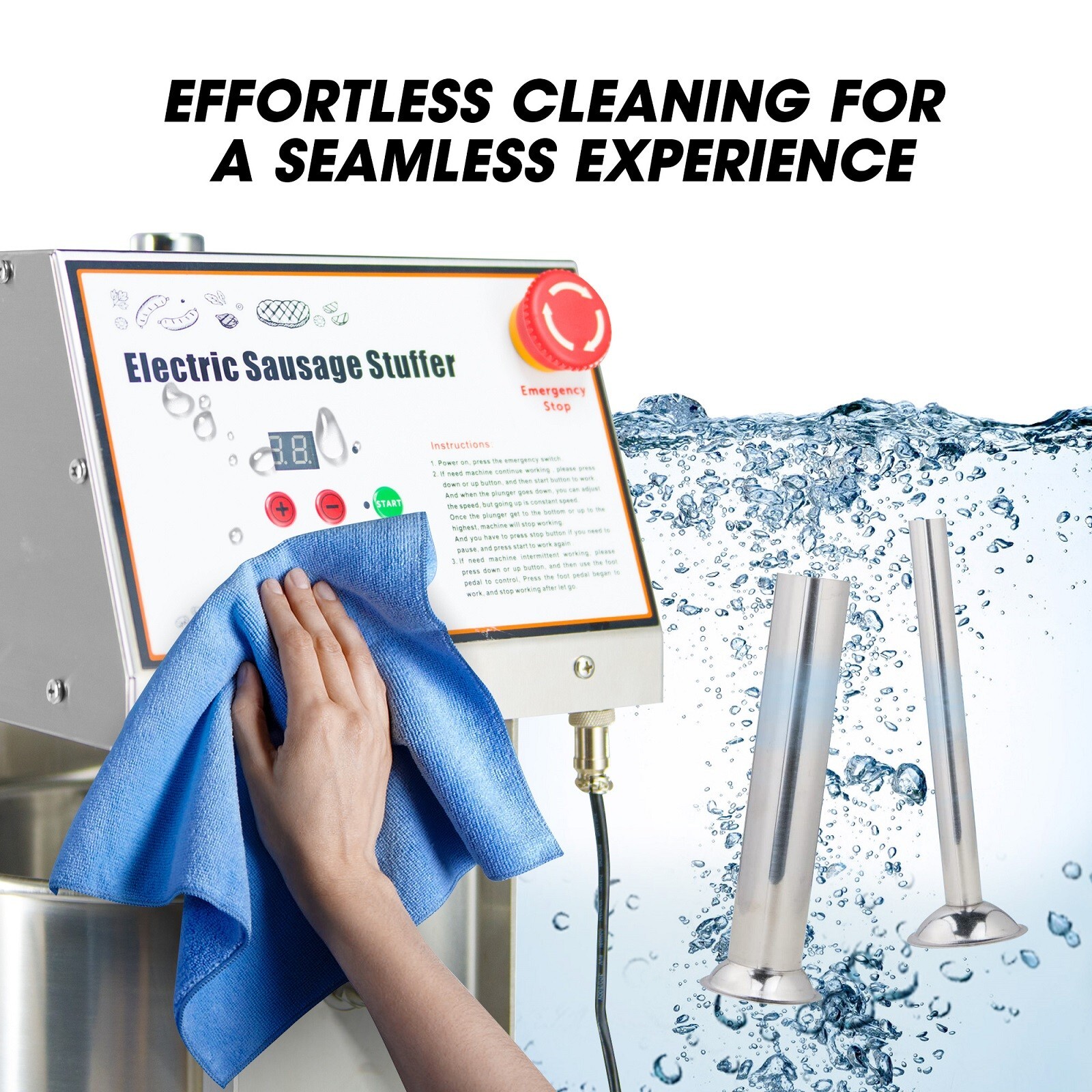 Hakka Commercial Electric Sausage Stuffer 30LBS 15L Stainless Steel Meat Maker