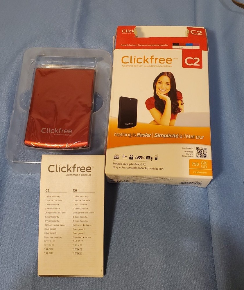 New Clickfree 750GB Automatic Backup C2 Mac PC Multiple Computers  needs Cord
