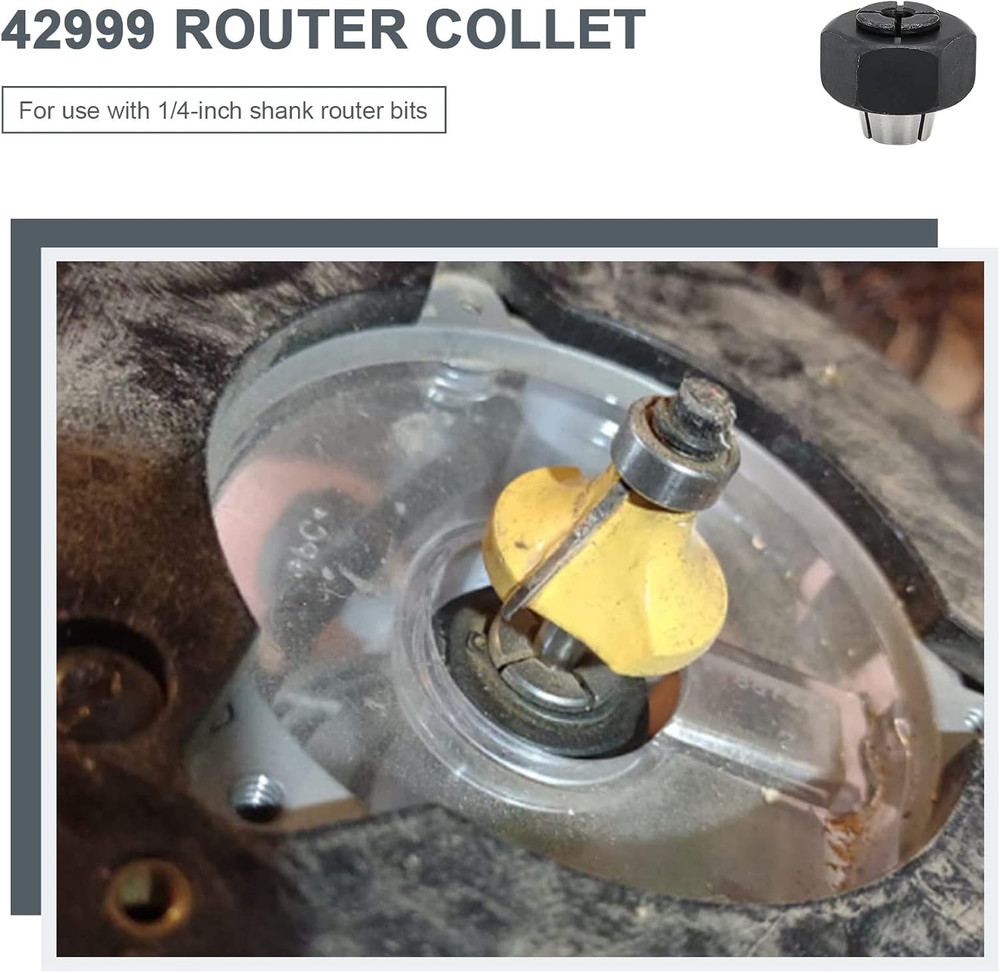 Router Collet 1/4 In Replacement Fits Multiple Models Steel Durable