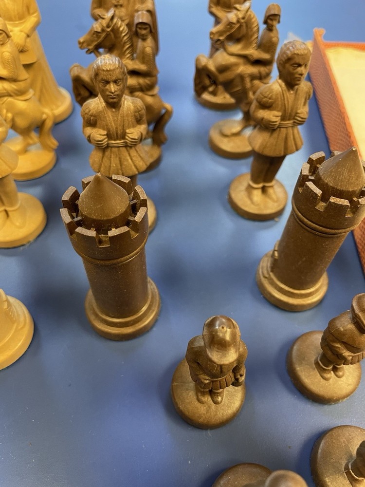 Vintage Germany Chess Set Plastic, Missing One Piece, SEE