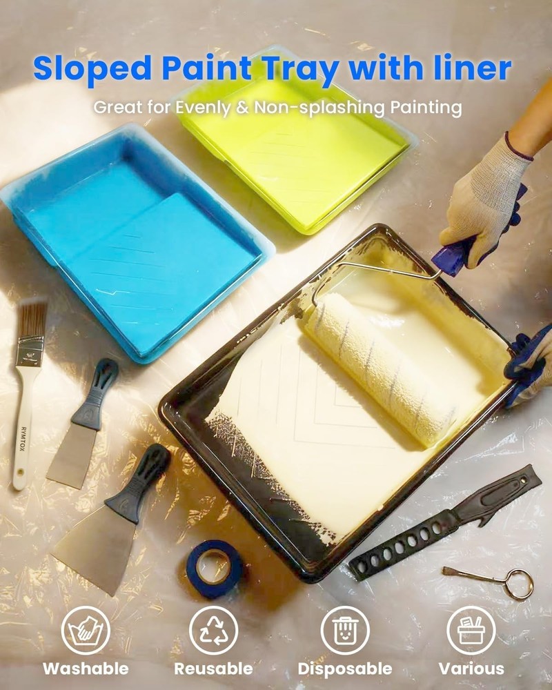 33PCS Professional Paint Roller Kit with Adjustable 2-4FT Extension Pole