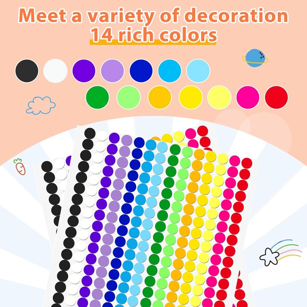 Colored Coding Dot Stickers - 2800 Pcs 1/2 inch Circle inch, 0.5 Inch
