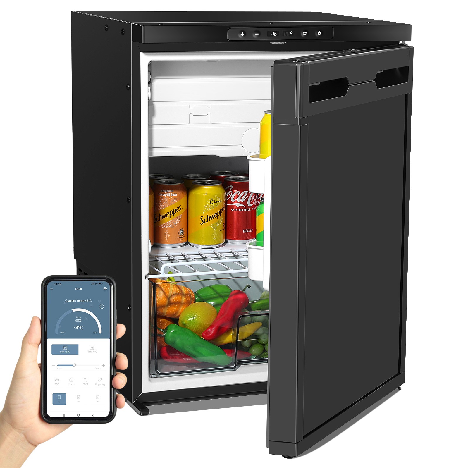 Mini Refrigerator AC110 DC 12V Fridge 2.3cu ft/65L RV Refrigerator for Truck RV