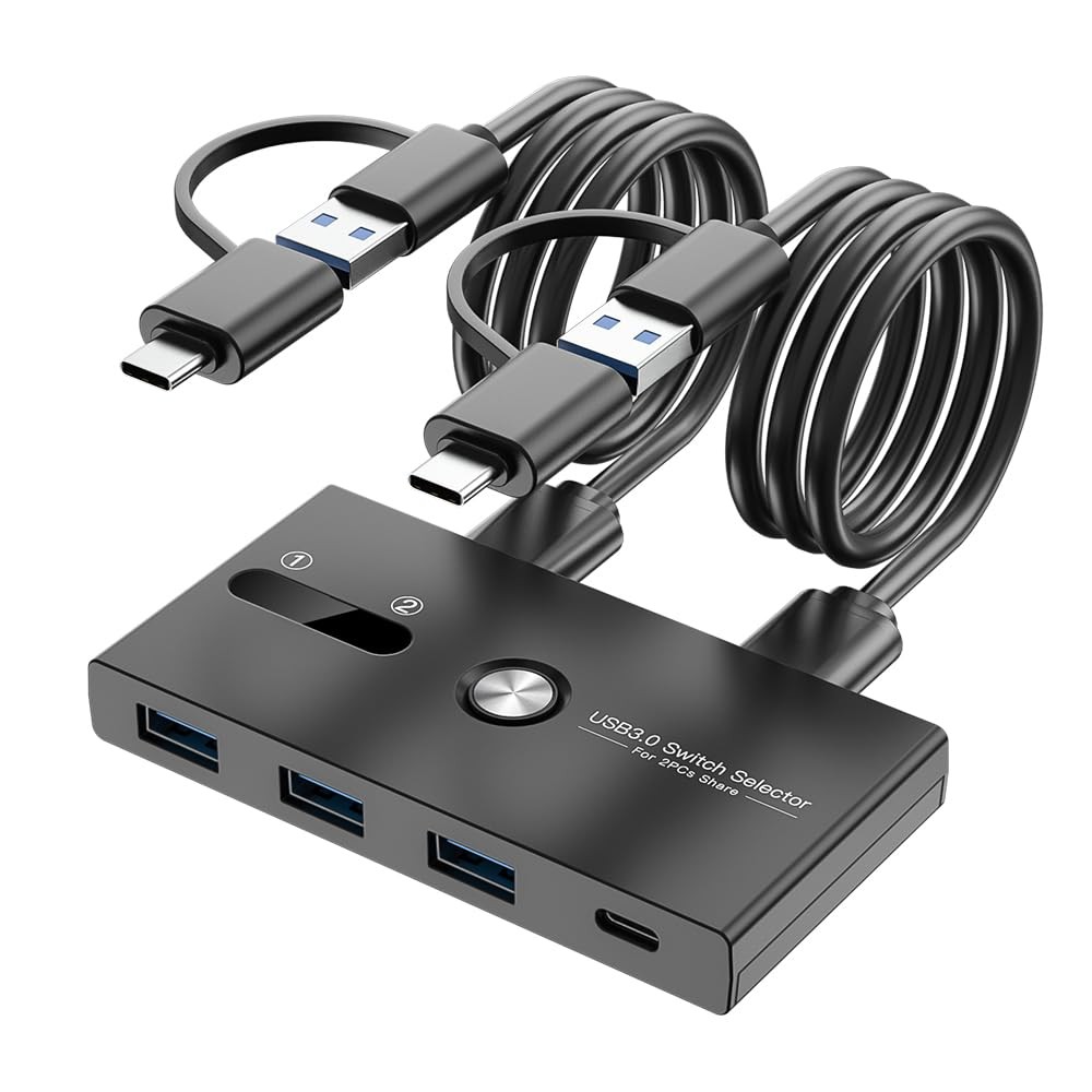 USB C Switch&USB A Switch 2 in 1USB switcher 2 Computers Sharing USB C & A De...
