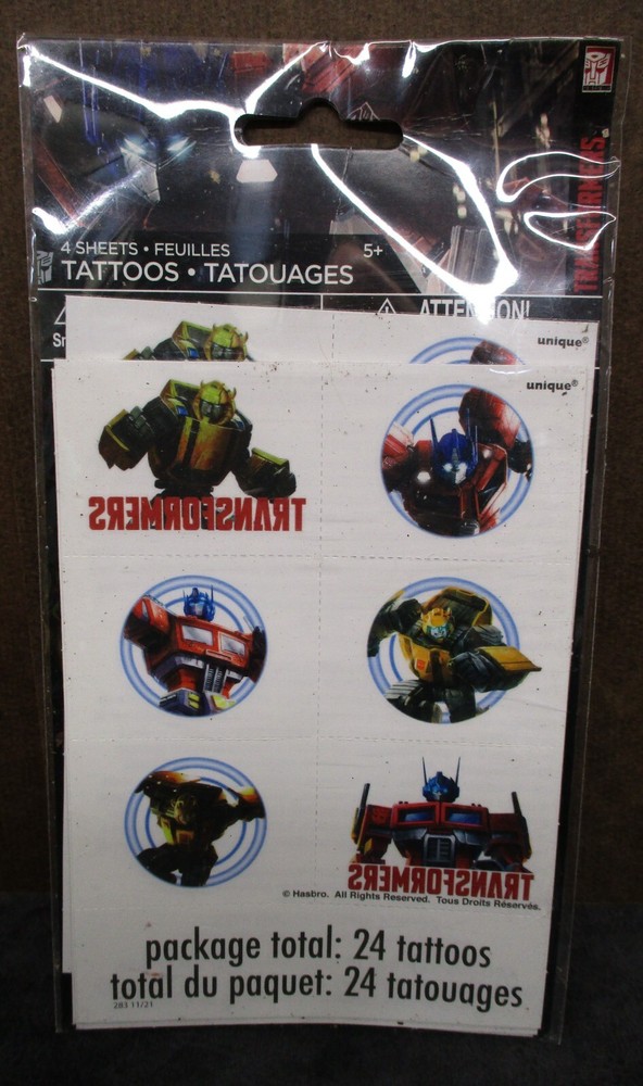 Transformers Temporary Tattoos Assorted Designs 24 Pcs NEW IN PACKAGE