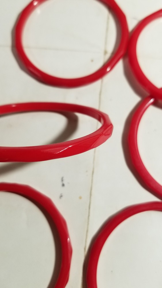 Set of 6 Cherry Red Plastic Bangle Bracelets