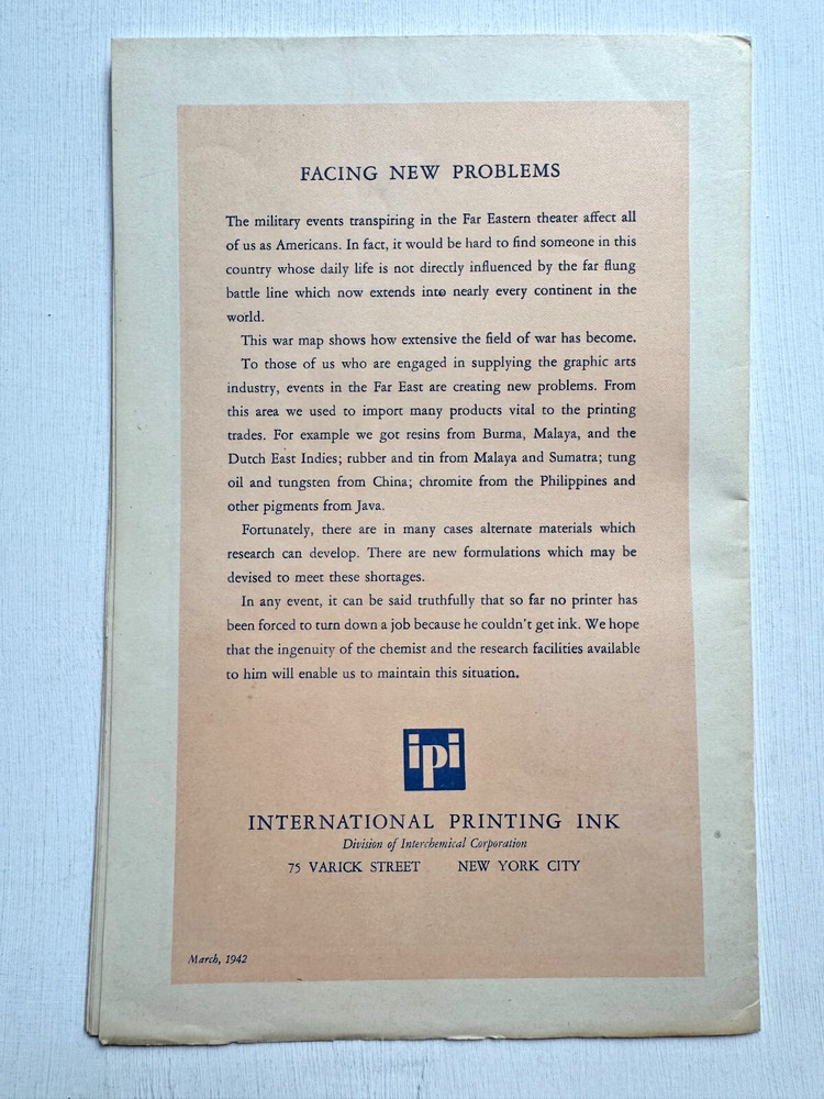 1942 Hammond's War Map The Pacific Ocean
