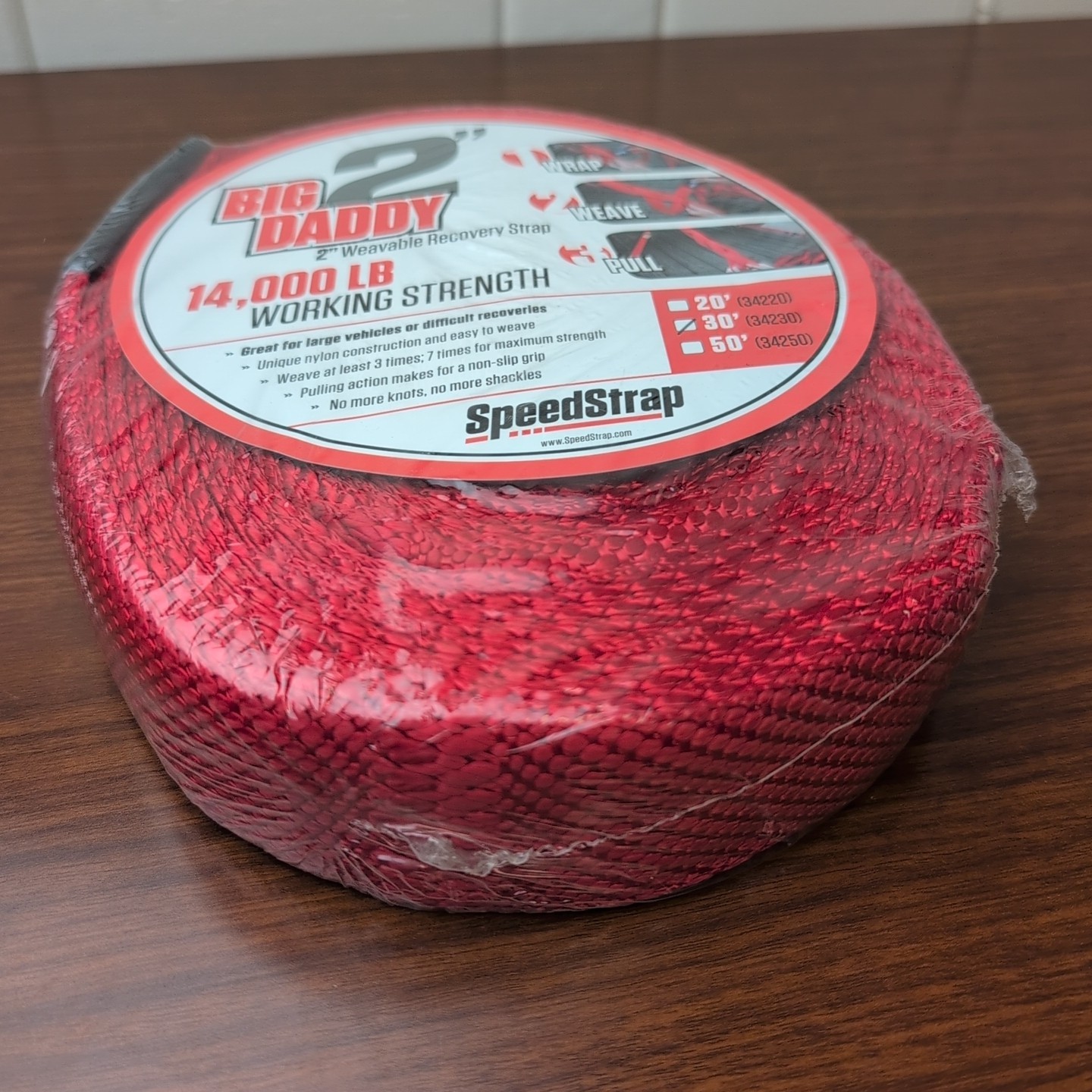 SpeedStrap Red 14,000 lb Heavy Duty 2" Big Daddy Weavable 20' Recovery Strap