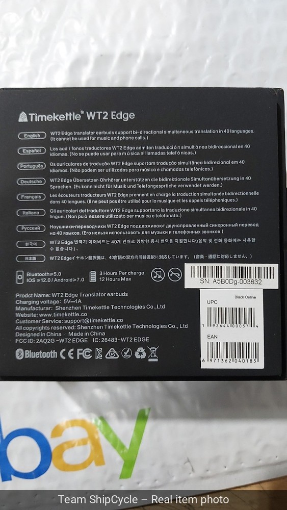 TIMEKETTLE WT2 EDGE TRANSLATOR EARBUDS G2U