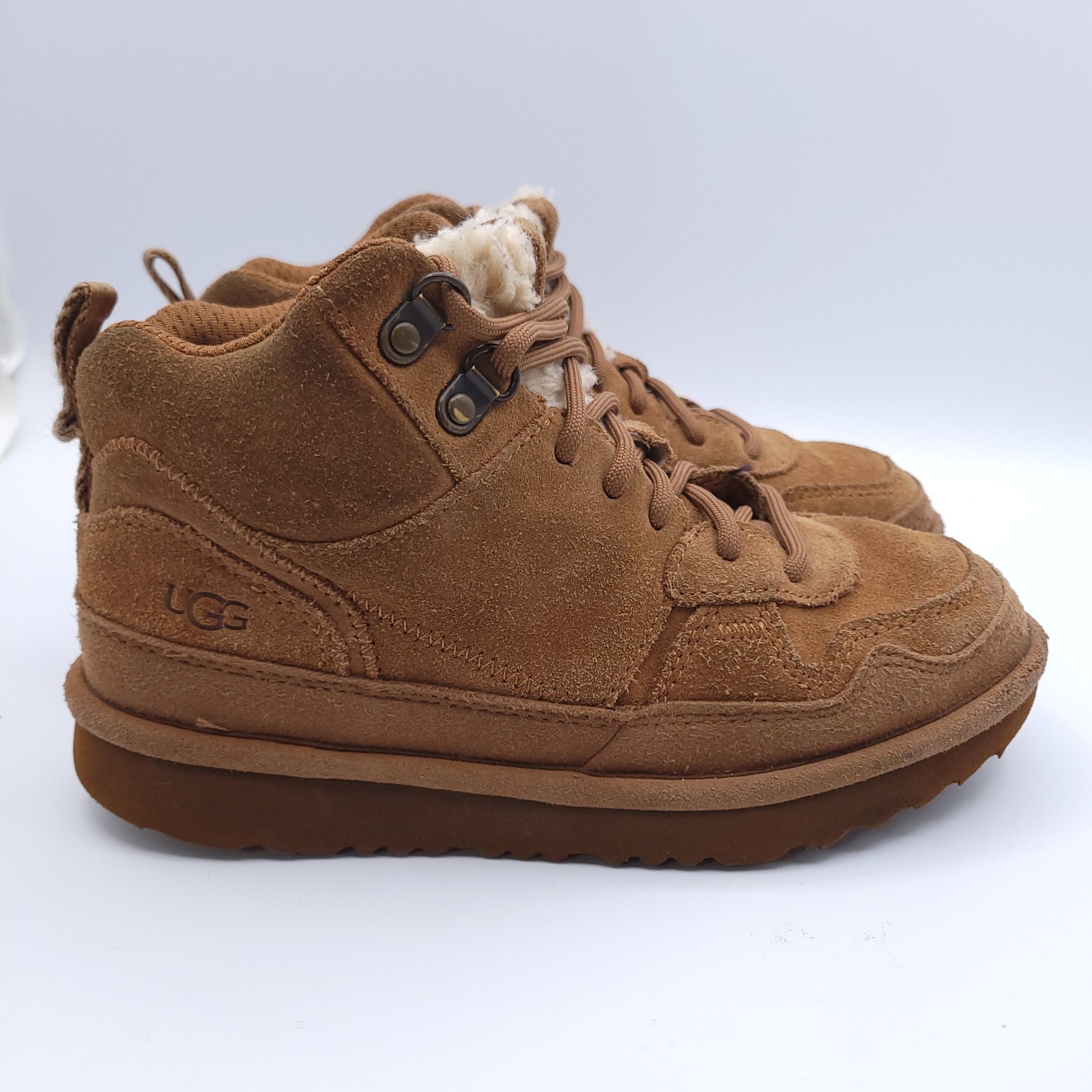 UGG Australia Highland Hi Heritage Boots Boys Size 2 Chestnut Brown Leather