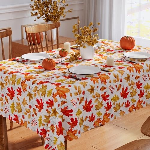 Fall Tablecloth 52x70 Inch Rectangular, Fall Decorations for Home Waterproof