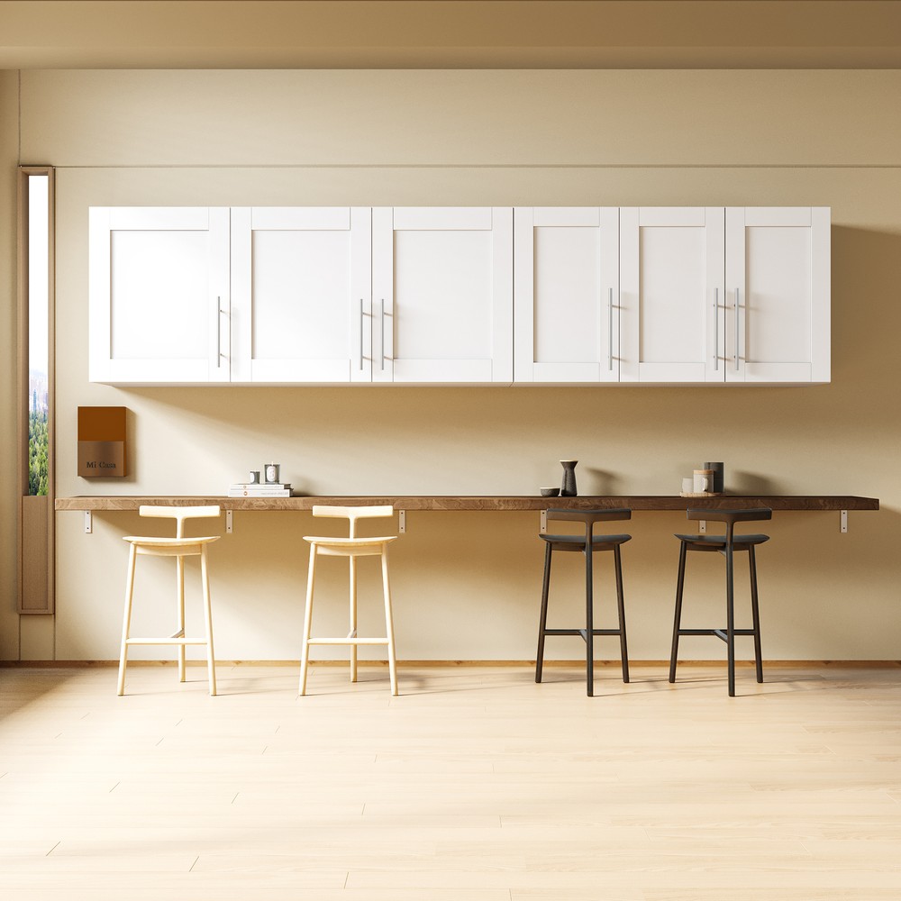 Stackable Wall Cabinet Wall Mounted Storage Cabinets W/ Adjustable Shelf 3 Doors