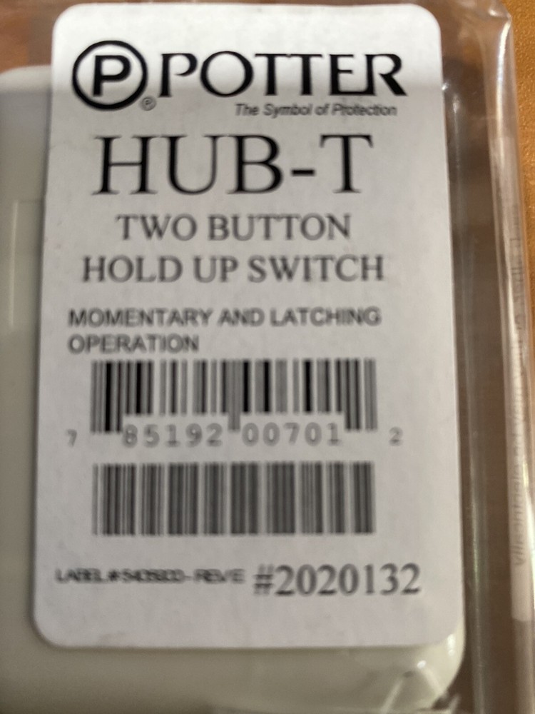 HUB-T Two Button Hold Up Switch Momentary Latching Operation Potter Electric