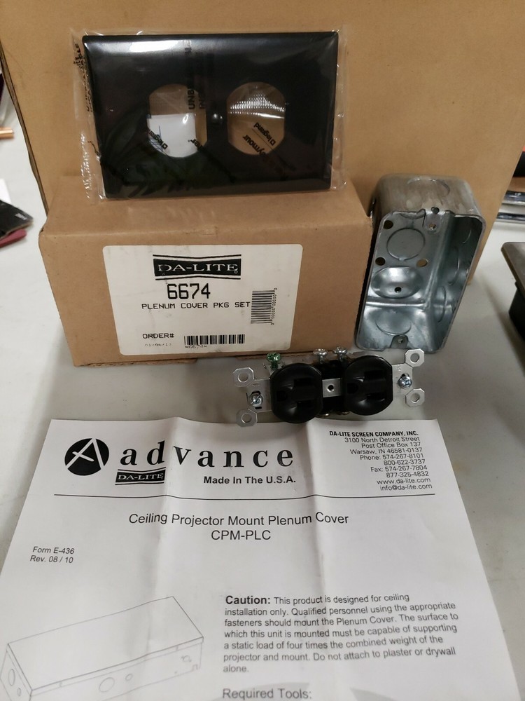 Da-Lite 6674 PLENUM COVER PKG SET for ceiling projector mount CPM-PLC