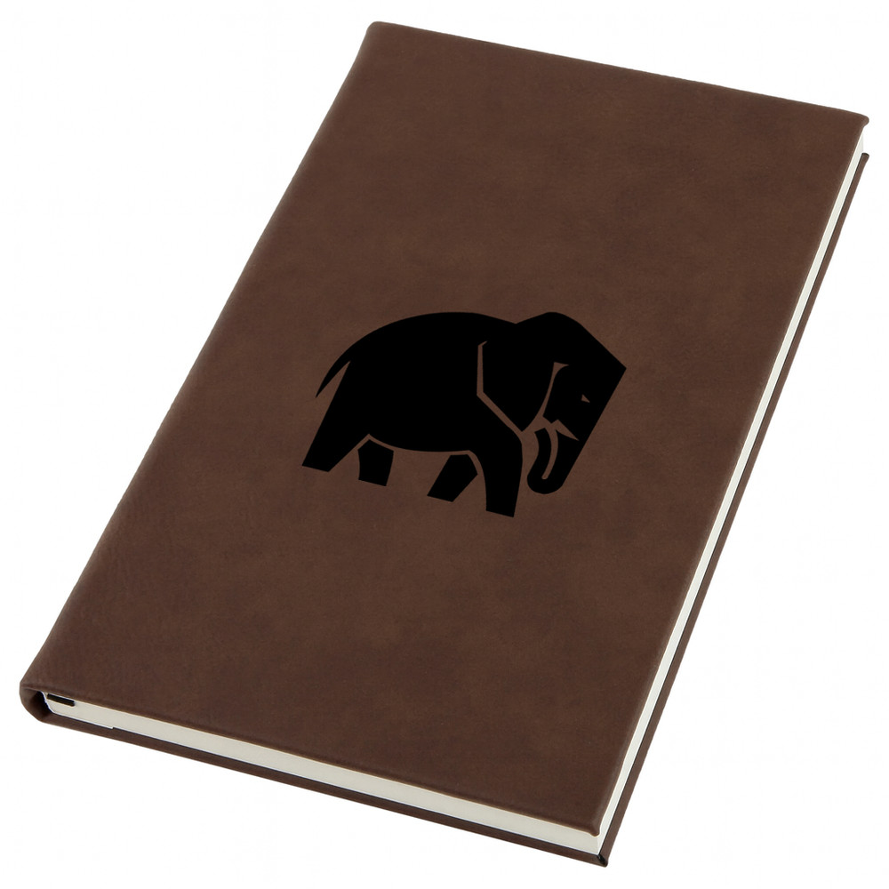 Elephants Walking Engraved Leather Journal, Personal Planner with Lined Pages