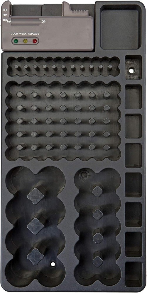 GForce Battery Organizer Storage Case with Built-In Tester Wall Mountable