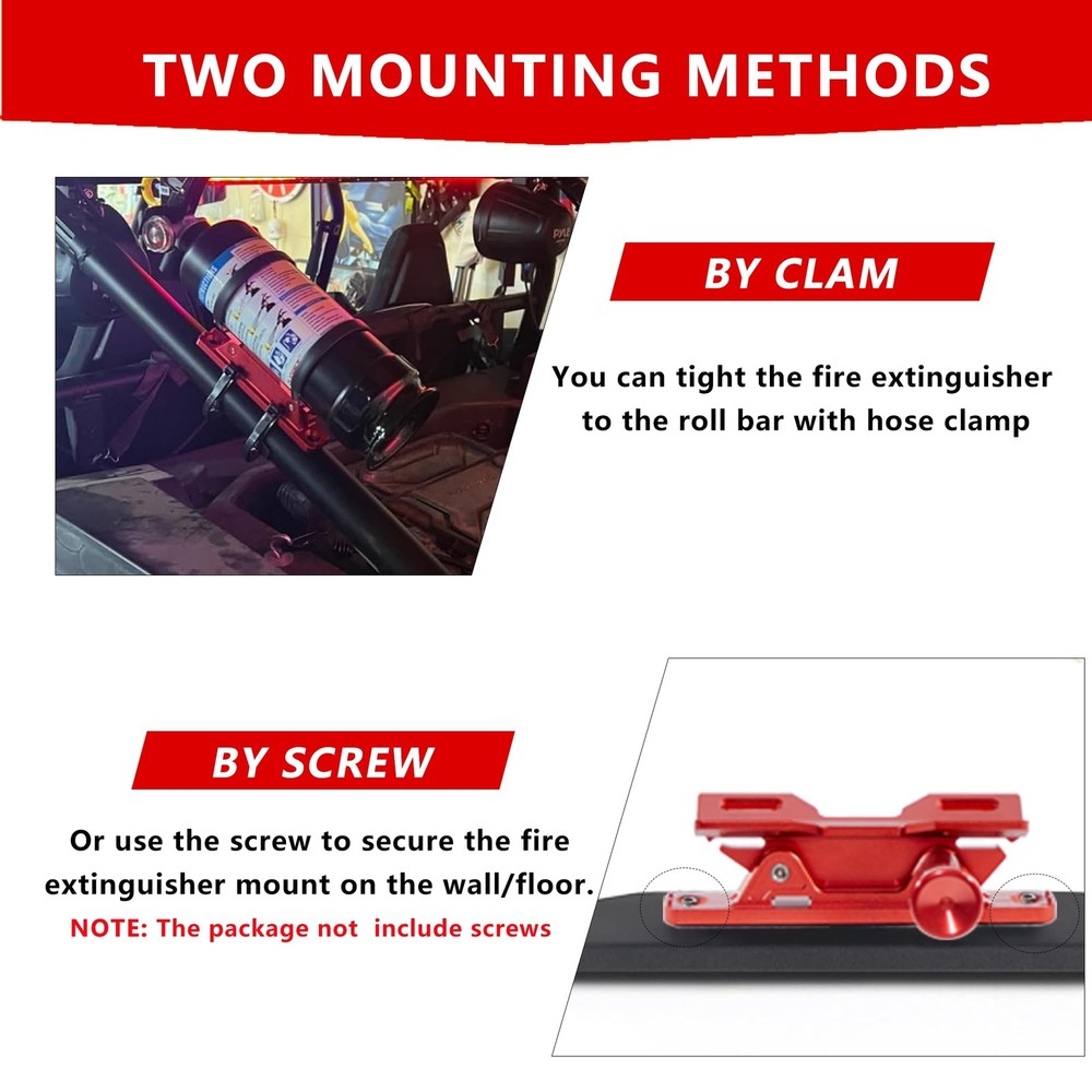 Quick Release Fire Extinguisher Mount - Aluminum Adjustable UTV Roll Bar Fire