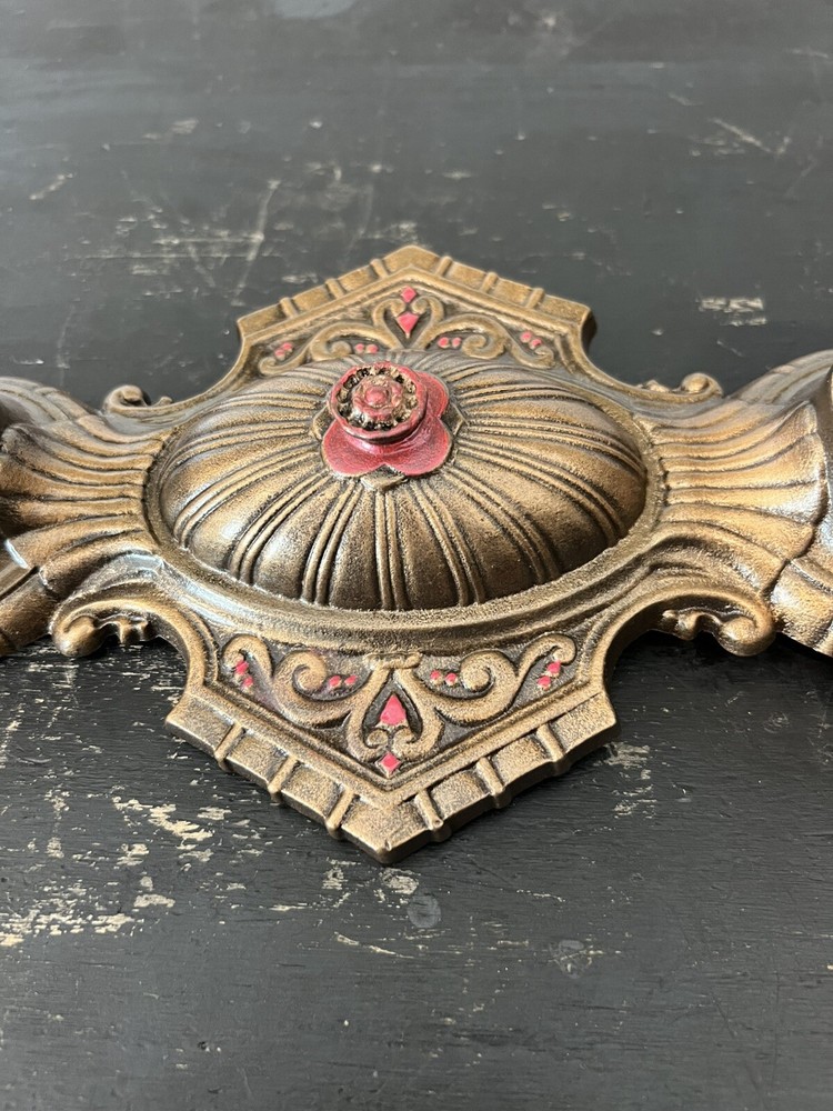 Single Antique Double Socket Polychrome Flush Mount Nice Rewired 10G