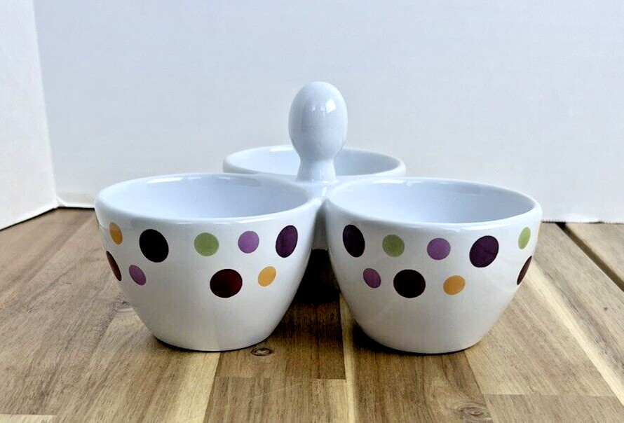 Pampered Chef Simple Additions Dots Trio Condiment Server Retired