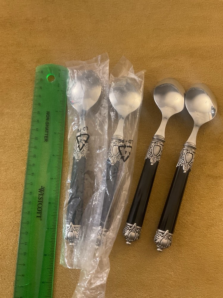 (4) TEASPOONS Home Essential RENAISSANCE BLACK
