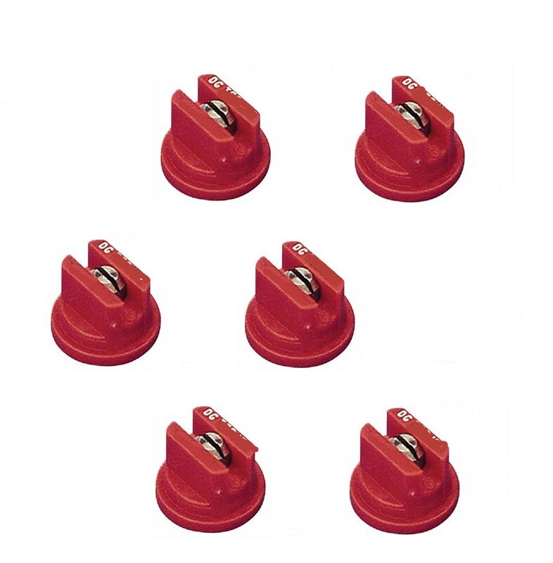 Pack of 6 - TeeJet Drift Guard Flat Spray Tips Red 80° Polymer w/ SS Insert